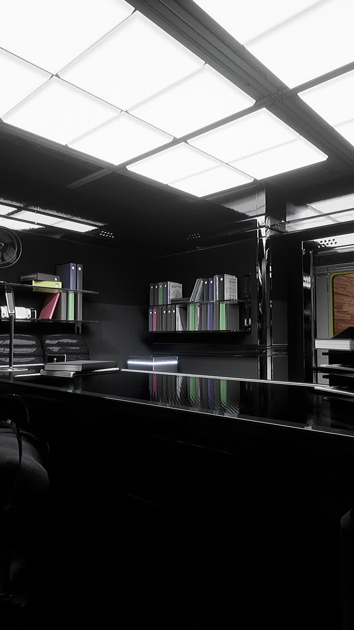 interior de oficina moderno y oscuro