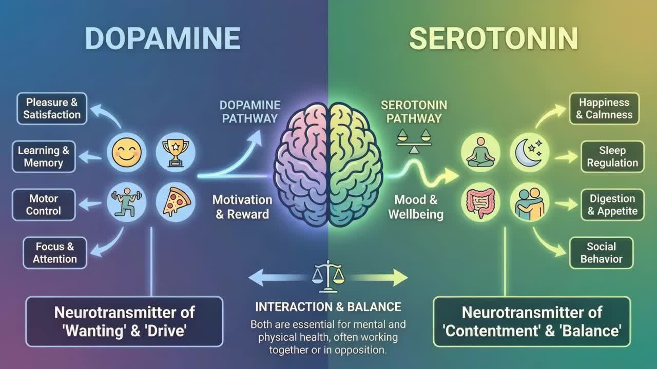 Dopamin- och serotoninvägar i hjärnan