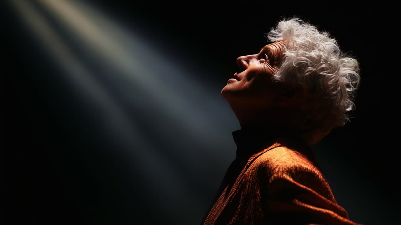 A Figure in Contemplation Under a Beam of Light, Captured in Two Frames - The Emotional Resonance of Hope and Reflection is Visibly Felt in This Unique Moment