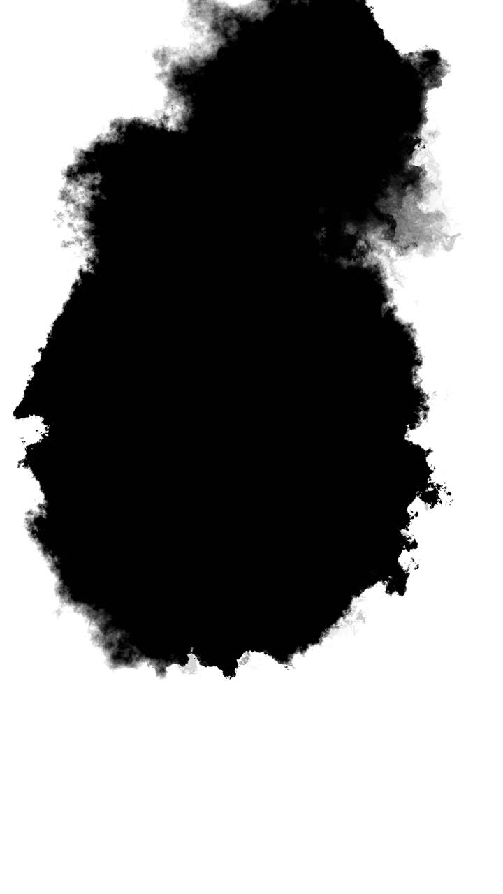 3D 4K, schizzo di inchiostro nero, goccia di vernice, schizzo bagnato, sfocatura, fuoriuscita di liquido scuro, movimento a flusso d'onda che si espande