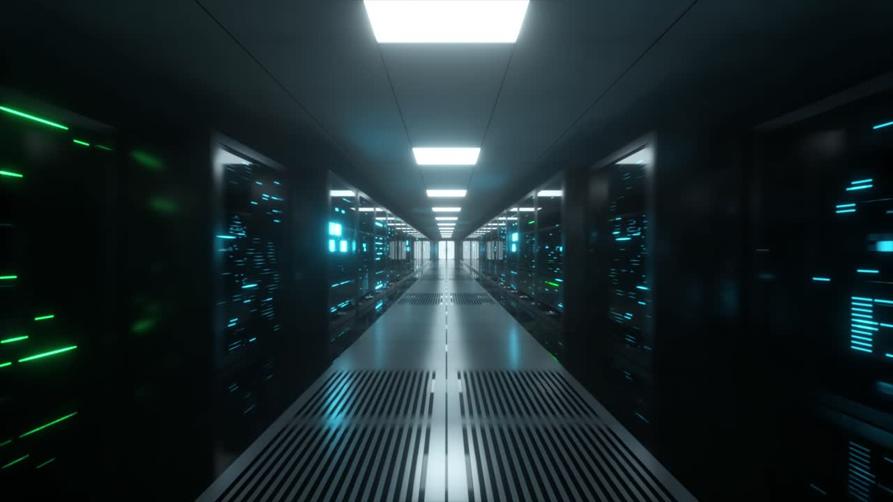 Futuristic Data Center Corridor