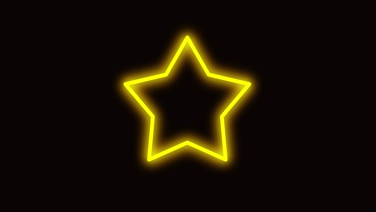 estrella de neón amarilla giratoria. animación en 4k