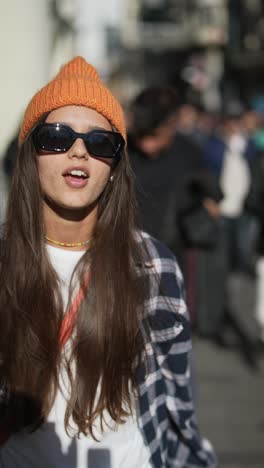 young woman in trendy outfit