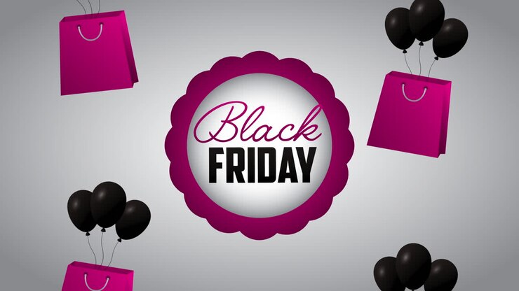 sale black friday clearance with balloons helium and shopping bag