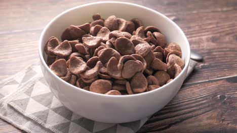 cereal de chocolate en un cuenco blanco