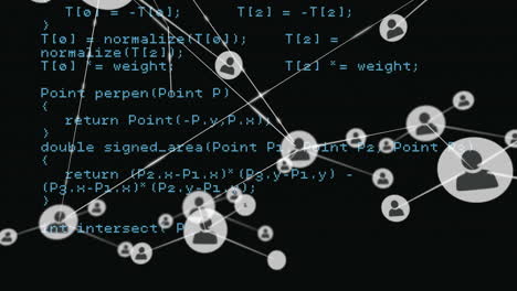 animazione di icone collegate su linguaggio informatico in loop contro uno sfondo nero