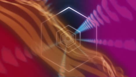 animación de patrones de ondas y formas hexagonales en bucle que se mueven en el túnel