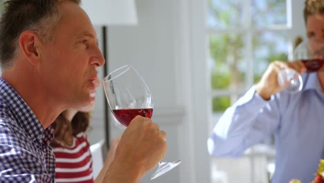 grupo de amigos brindando copas de vino tinto
