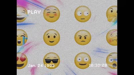 animation of emojis icons over purple and blue lights