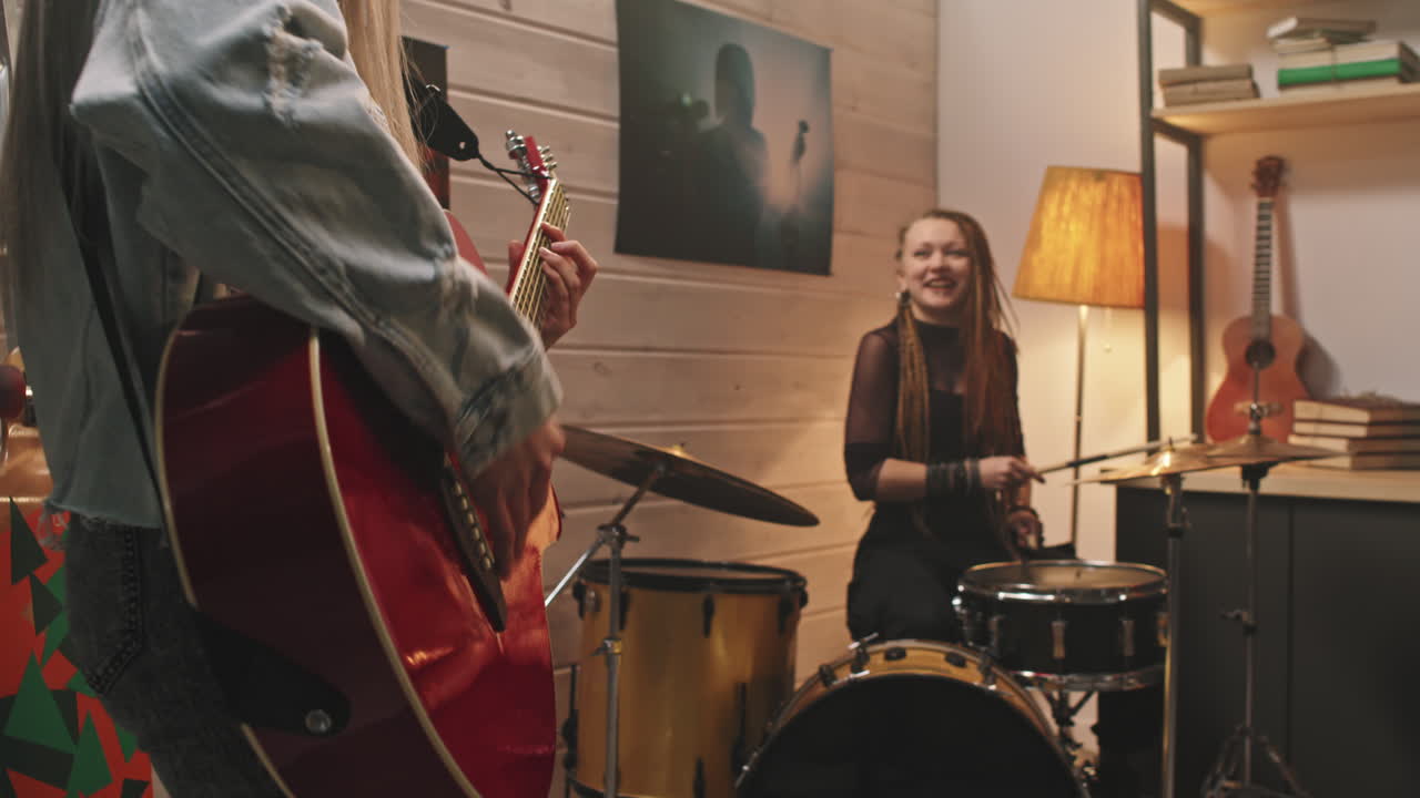 Female Music Group Performing In Studio