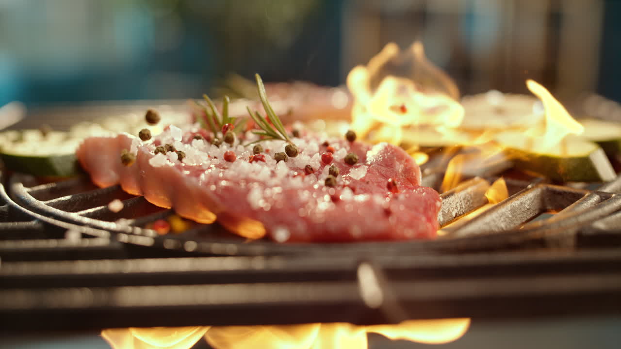 zucchini와 함께 그릴 스테이크