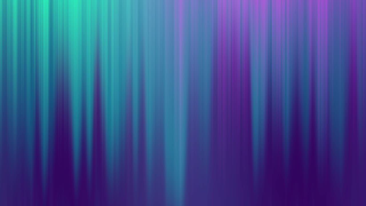 Smooth gradient animation flows from turquoise to purple in seamless vertical streaks, aurora borealis inspired loopable gradient background