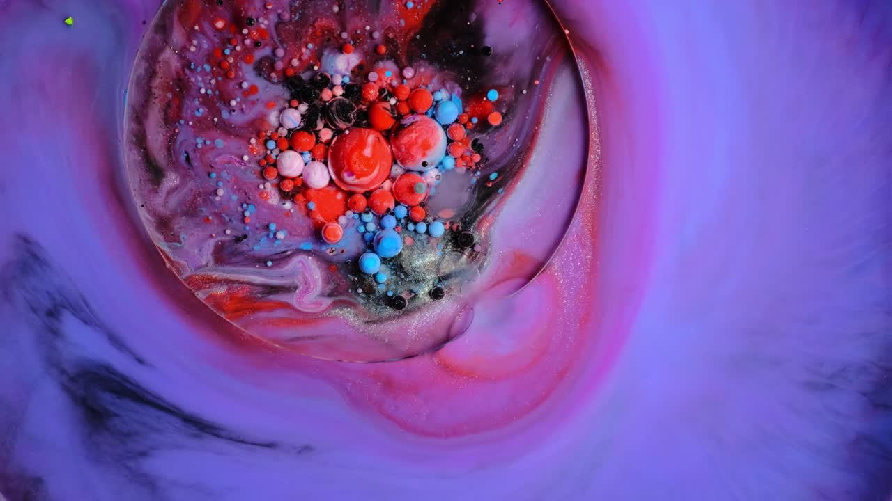 красочная краска и пузырьки абстрактный фон 4k видео