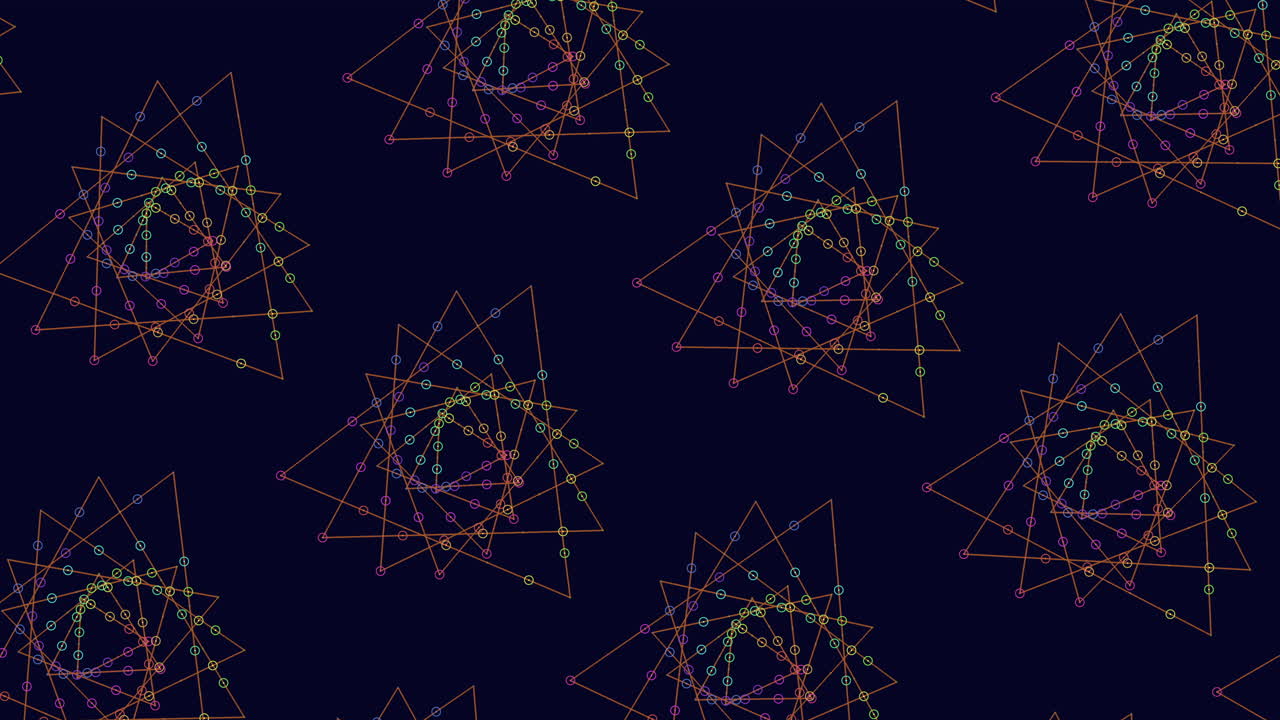 青い色の色彩の三角形と正方形のカラフルな幾何学的なパターン