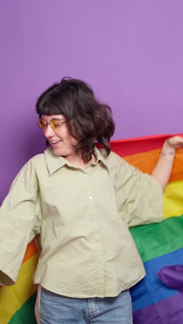 celebrating pride with rainbow flag