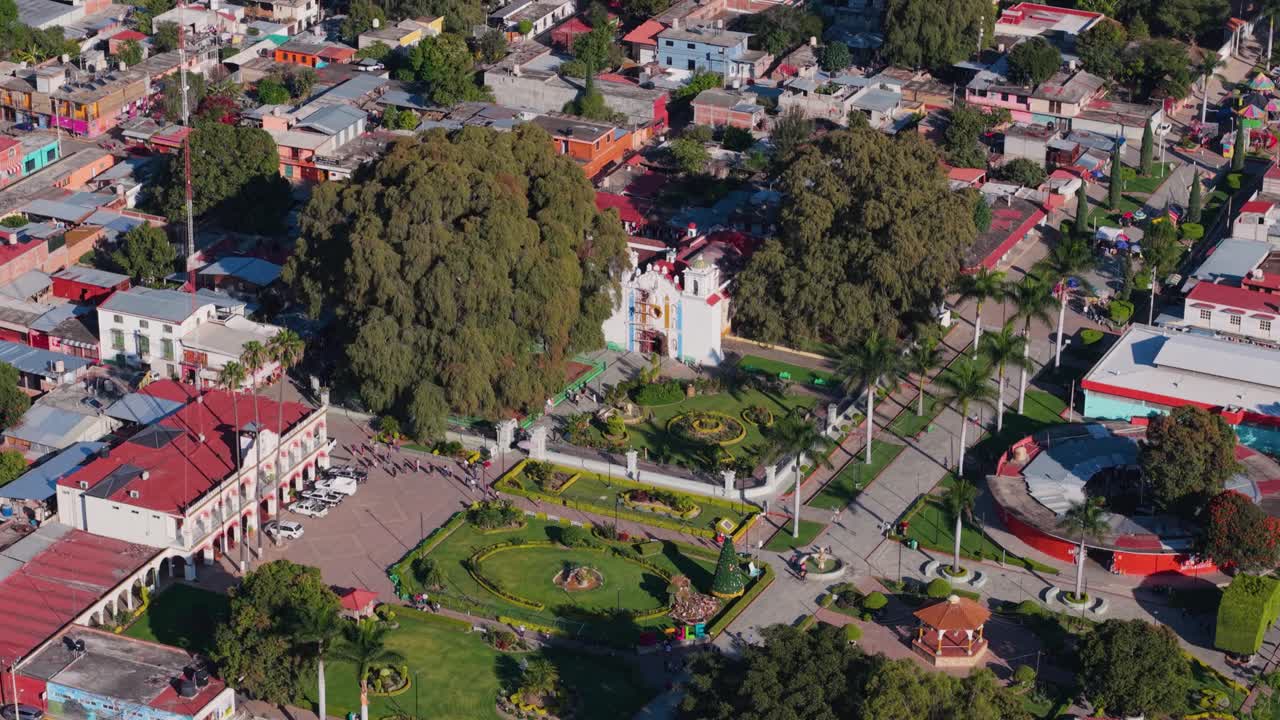 Paisagem aérea de Santa María del Tule com sua histórica Árvore de Tule, Oaxaca