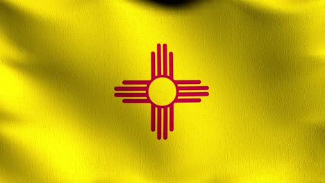 seamless loop 4k vdo. new mexico state flag in the united states of america, usa, blowing in the wind isolated. official patriotic abstract design. 3d rendering illustration of waving sign symbol.