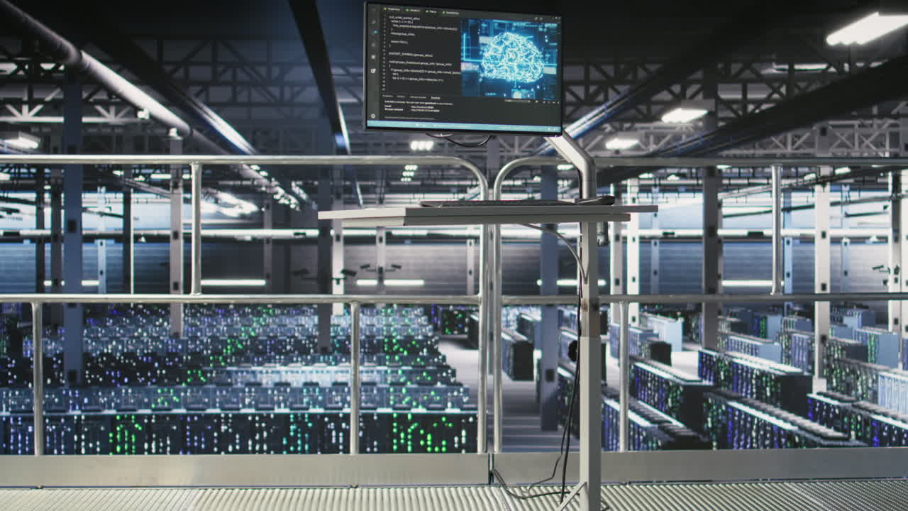 Automated infrastructure workstation on industrial platform inside server hub