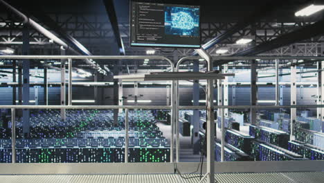 automated infrastructure workstation on industrial platform inside server hub
