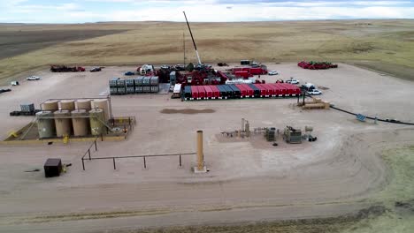 low orbital flight over a natural gas fracking site in eastern colorado