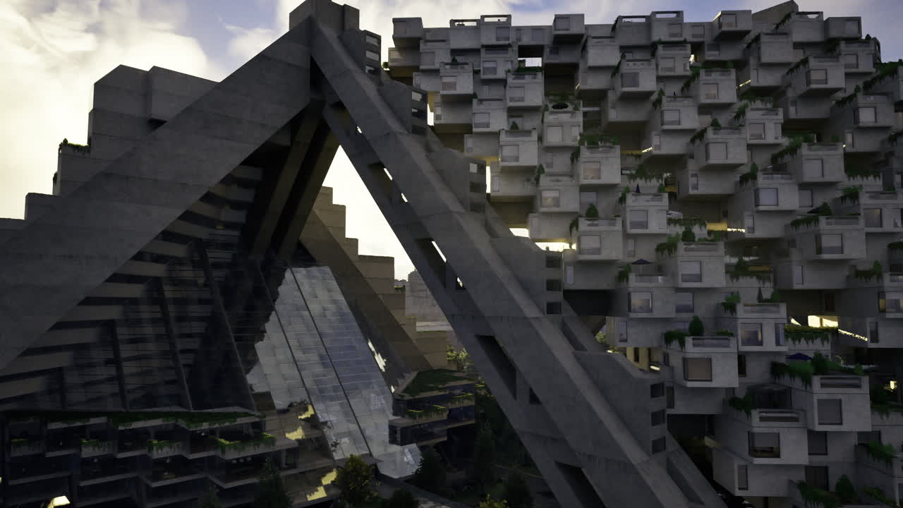 Urban architectural design showcases modern structures against the skyline