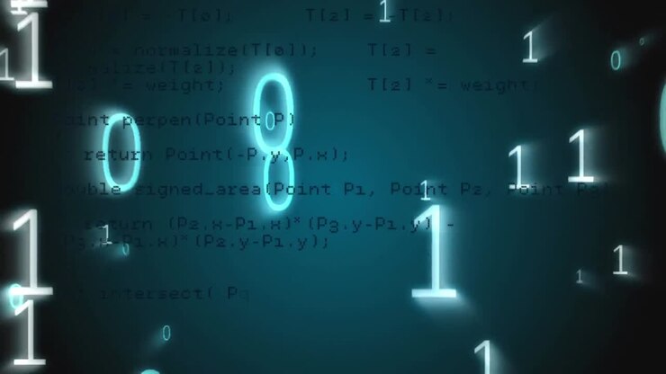 Animazione di elaborazione dati su computazione di codifica binaria