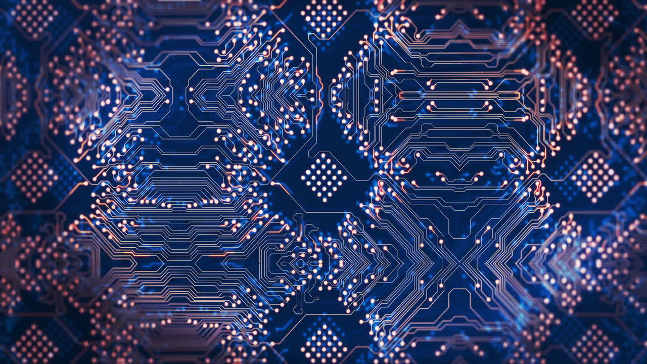 파란색 배경 위의 연결 네트워크의 애니메이션