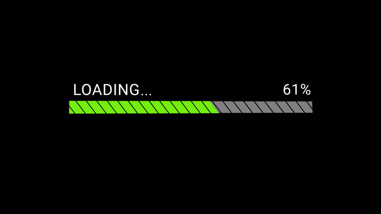 Digital Loading Progress Bar Animation on Black Background
