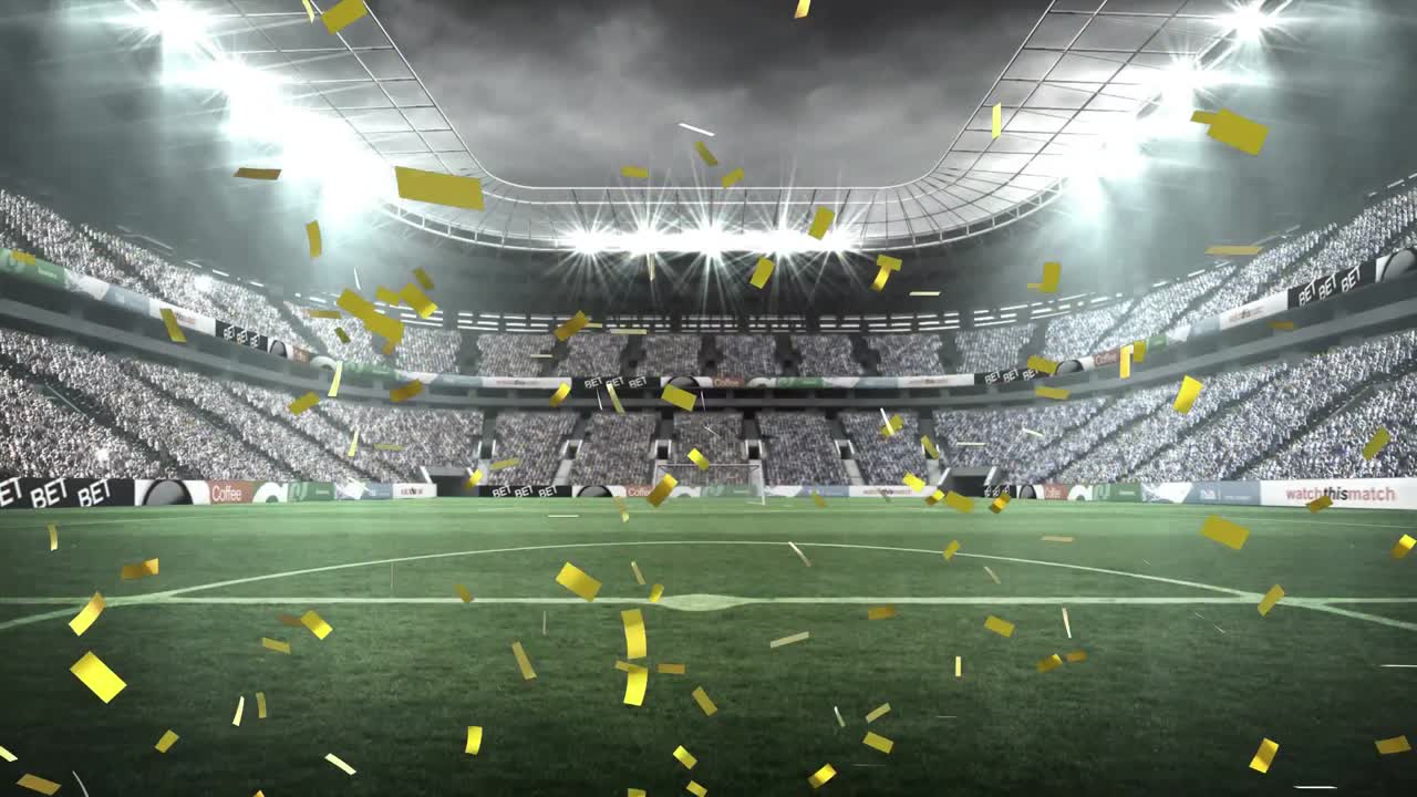 콘페티 가 있는 필드 경기장