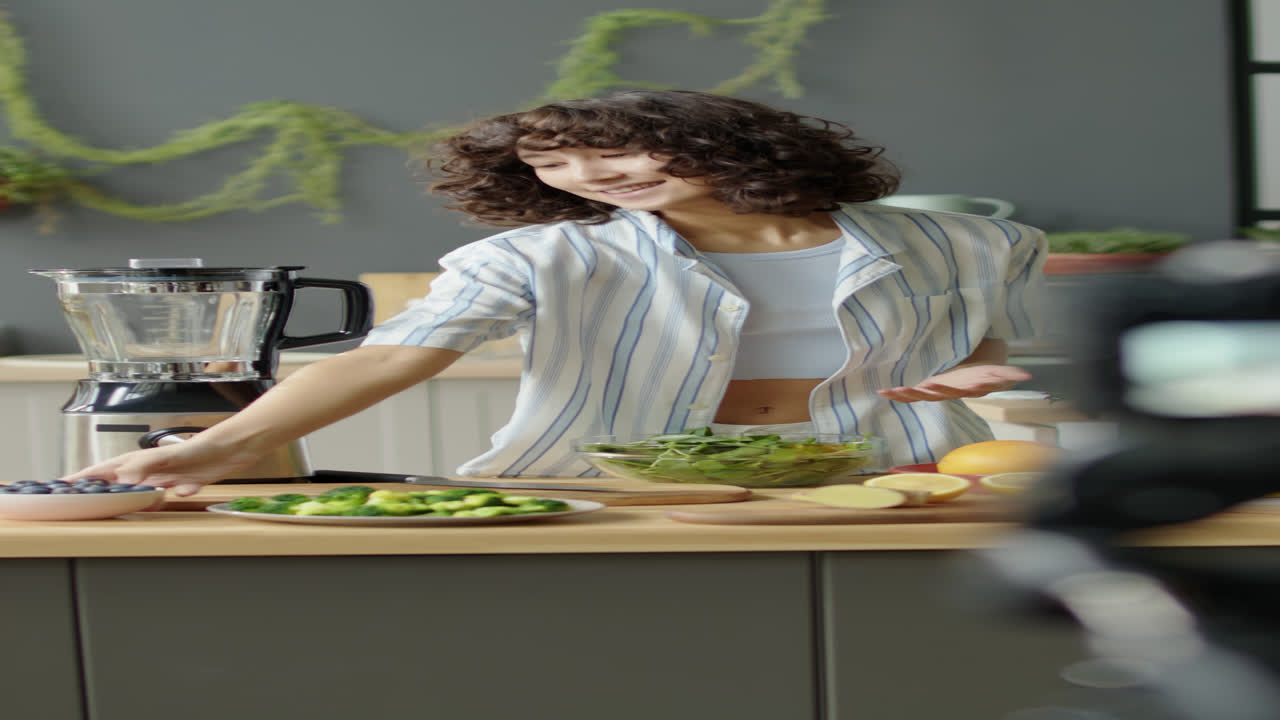 Vegan Girl Filming Food Blog