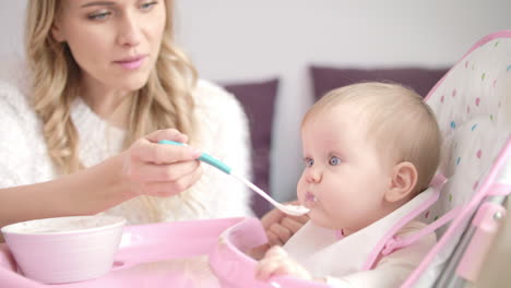 Mom-feeding-baby-with-pureed-food