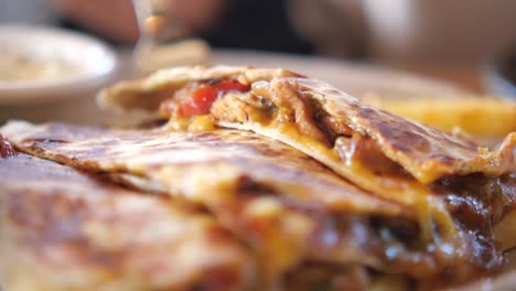 close-up of a quesadilla