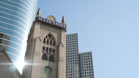 Low-angle-establishing-shot-of-Antioch-Missionary-Baptist-Church-in-Houston-Fourth-Ward