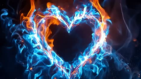 a heart made of fire on a black background