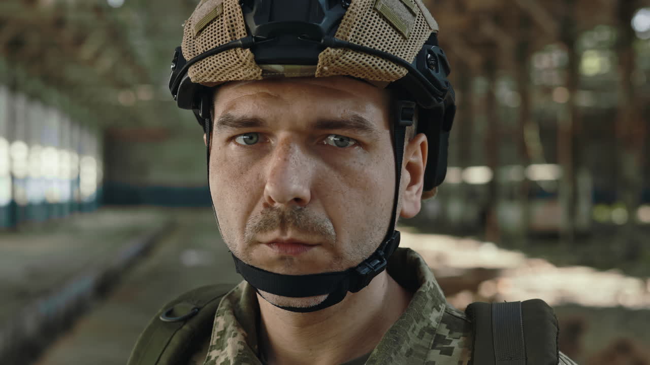 Military Personnel Portrait in Abandoned Building