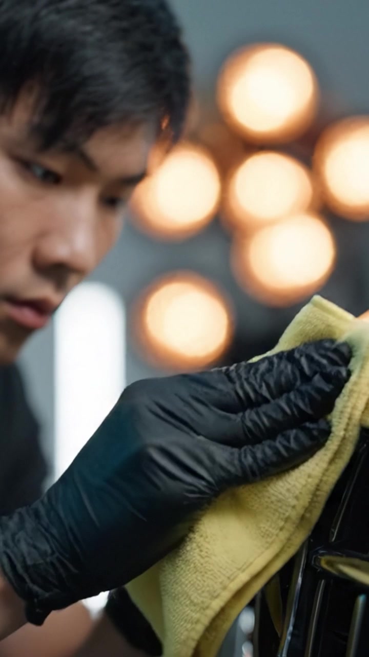 Detailing a Vehicle with Precision and Care: Showcasing the Craft of Polishing Surfaces with Attention to Detail and Skill in a Professional Setting
