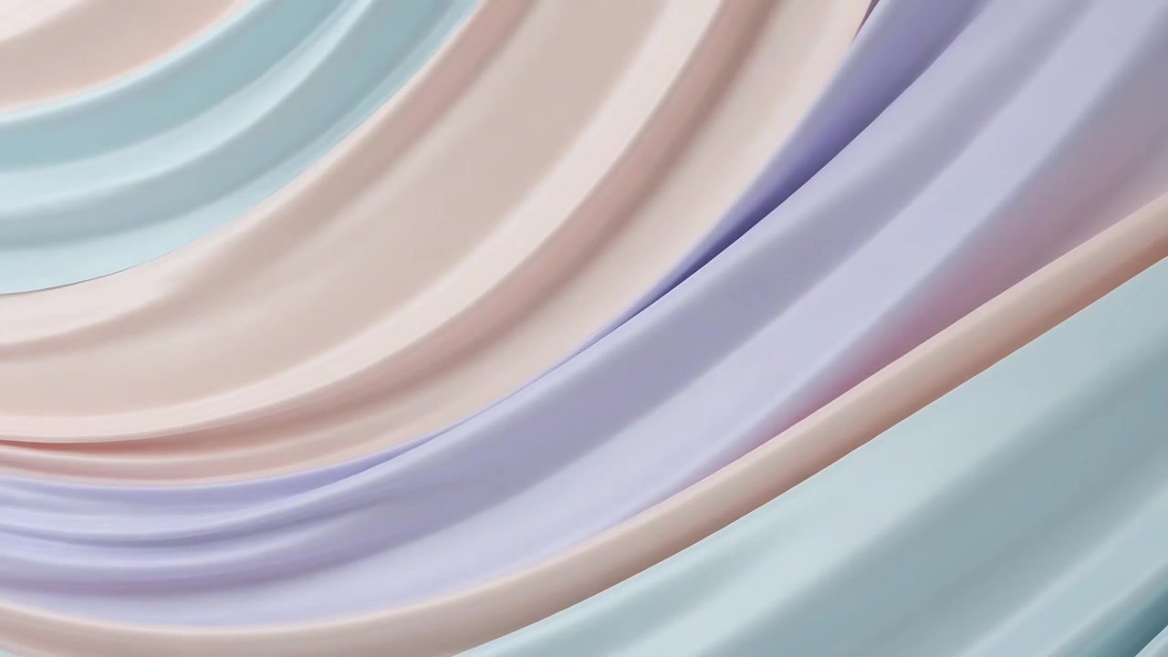 Looping animation starting, layered pastel drapery shifting across studio, creating calm loop