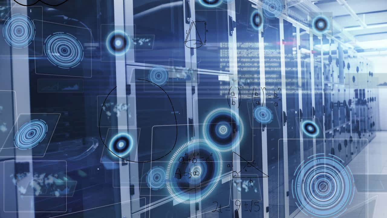 Animation of data processing over server room