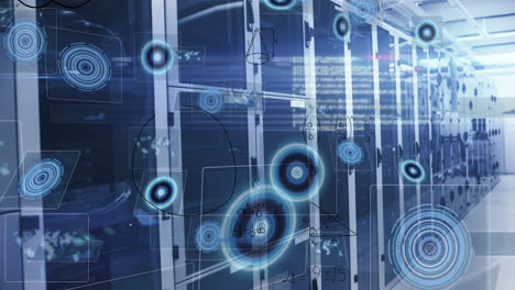 animation of data processing over server room
