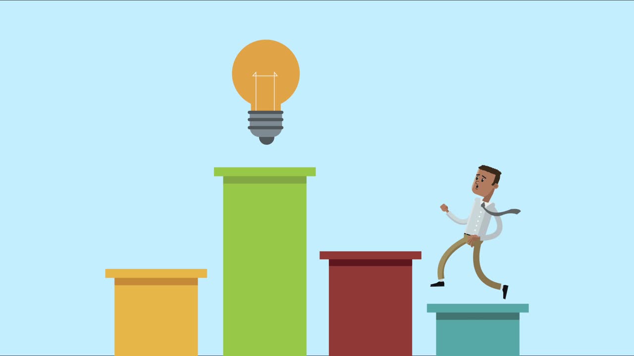 afro businessman in statistics bars