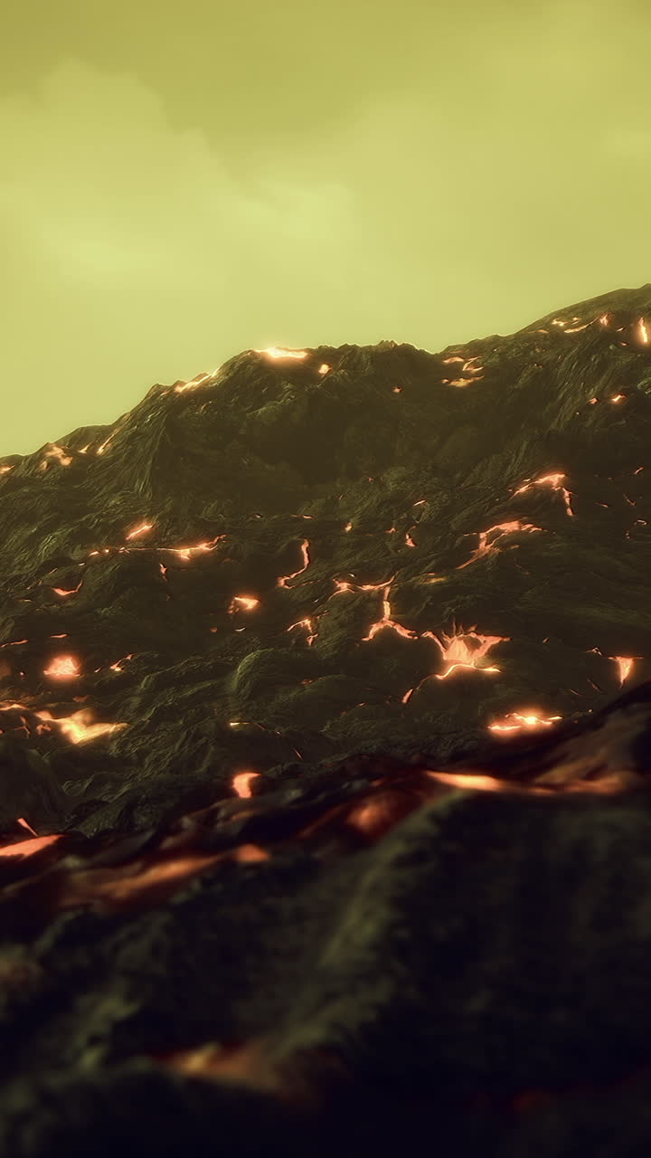 Complete illustration of lively volcanic peak with mineral features