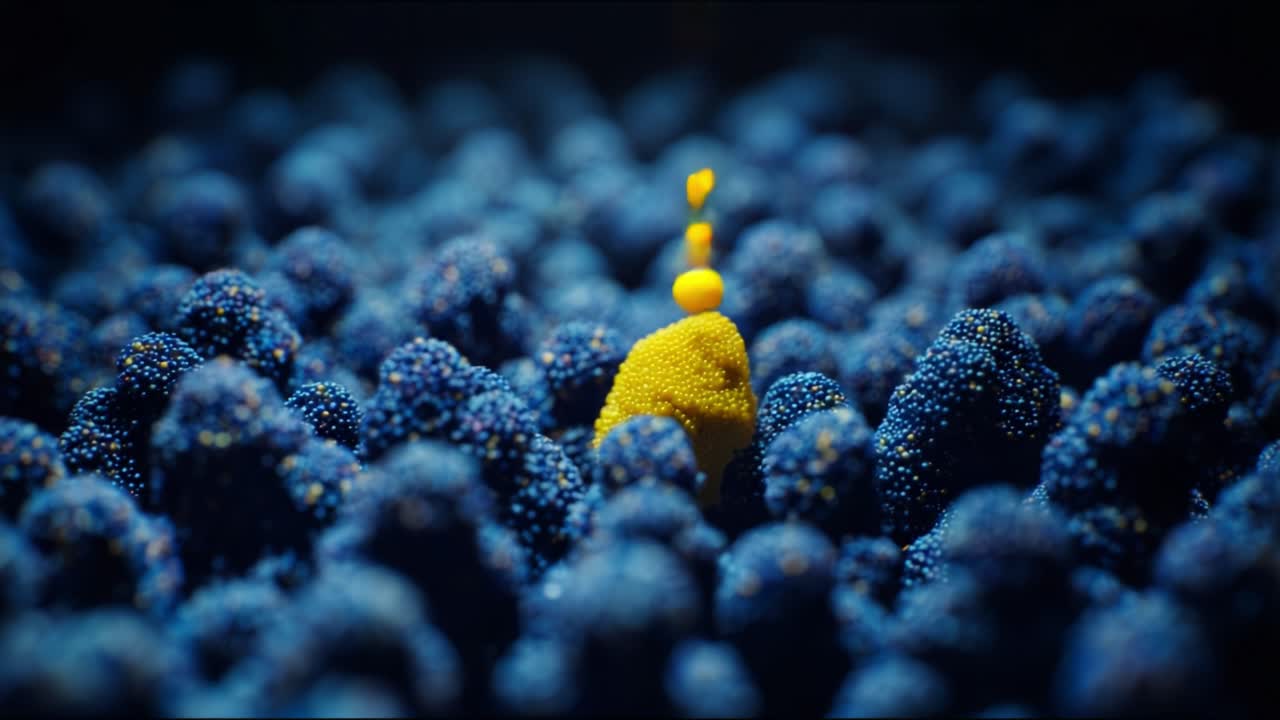 A Vibrant Yellow Structure Amidst an Ocean of Blue Hues: Exploring the Intricacies of a Unique Underwater Environment and Its Colorful Organisms
