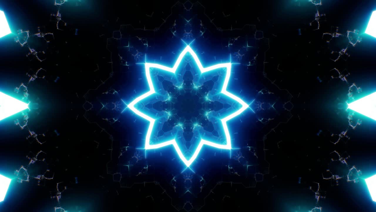 símbolo de luz de neón de forma de flor geométrica parpadeante