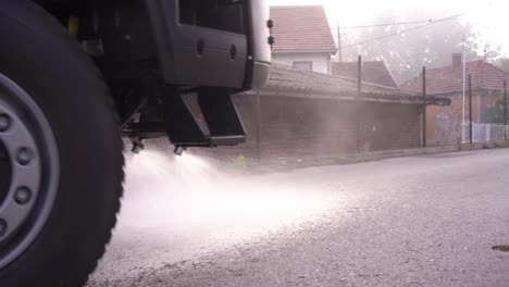 street washing tank front sprayer close up 4k