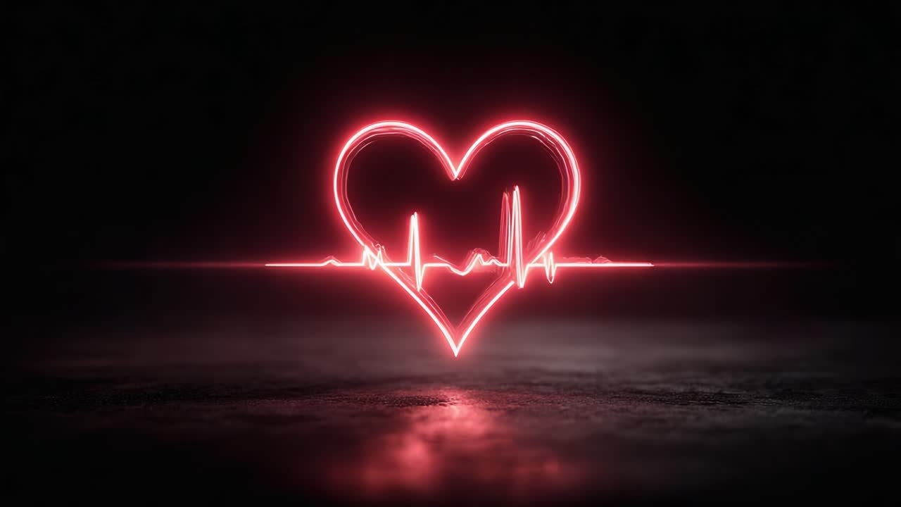 A Vibrant Heartbeat Visualization with Pulse Graph, Representing Vitality and Life in an Artistic Neon Glow Background, Ideal for Health and Wellness Themes