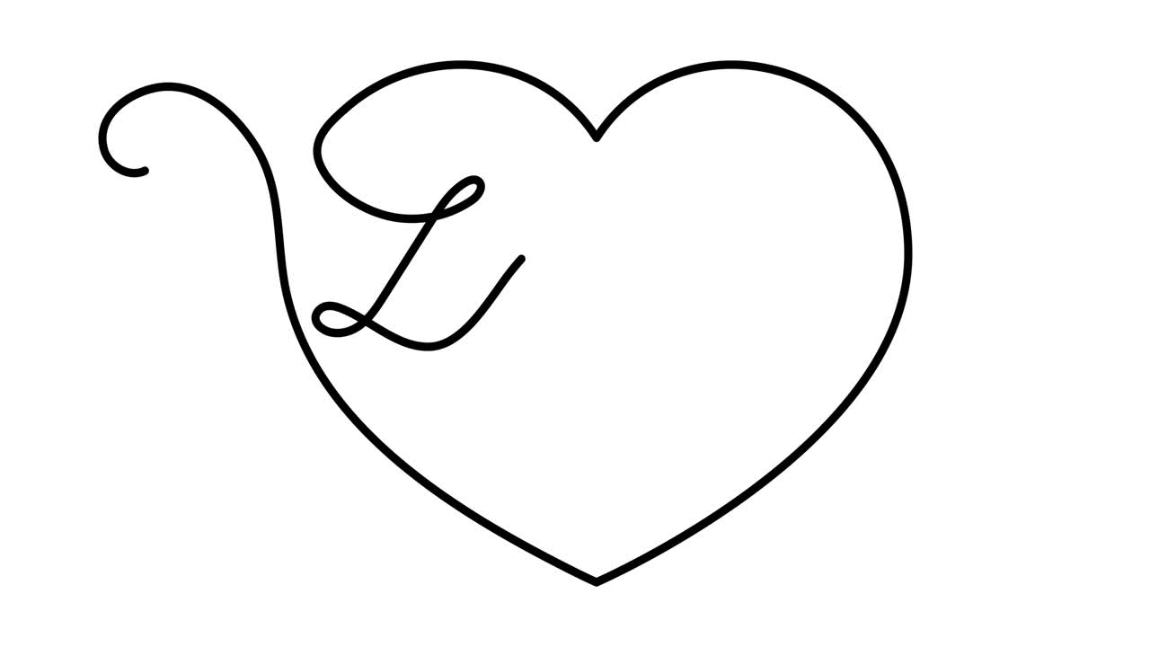 ilustración animada. corazón continuo de una línea y texto cursivo de escritura amor. estilo minimalista dibujado a mano. video 4k