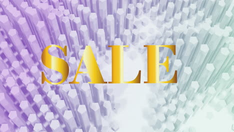 3d 움직이는 블록 위에 노란 글자로 판매 텍스트의 애니메이션