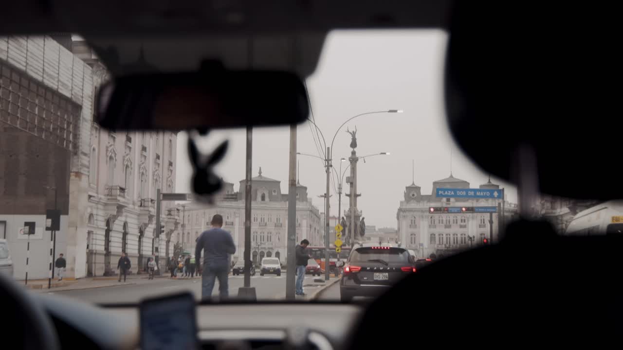Driving Around the Bustling Roads Surrounding Centro Cívico in Lima, Peru - POV