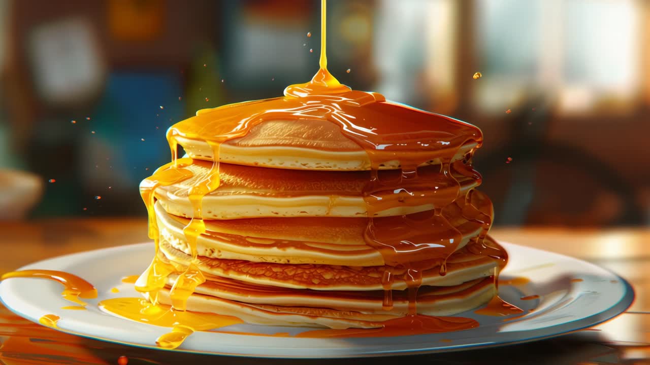 Una pila de panqueques con jarabe de arce