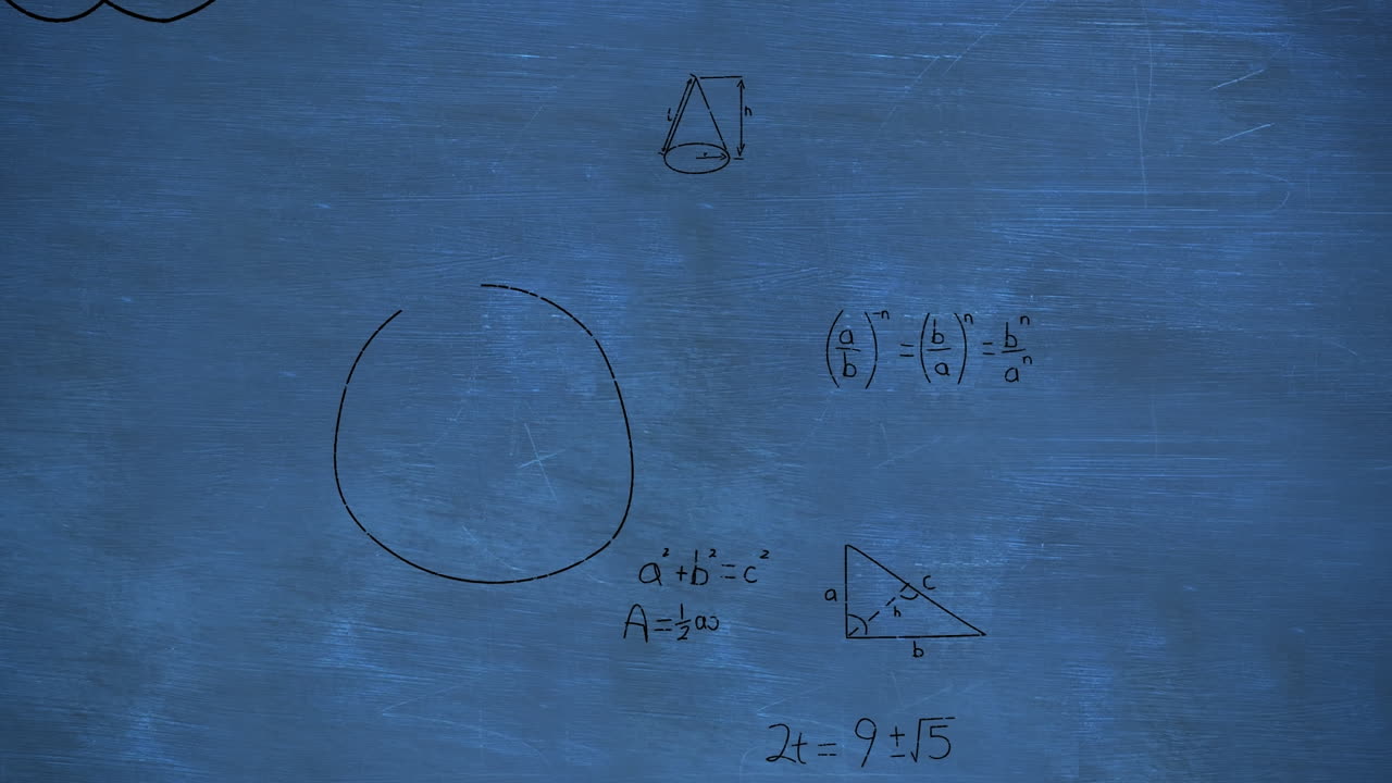 animación de fórmulas matemáticas en fondo azul